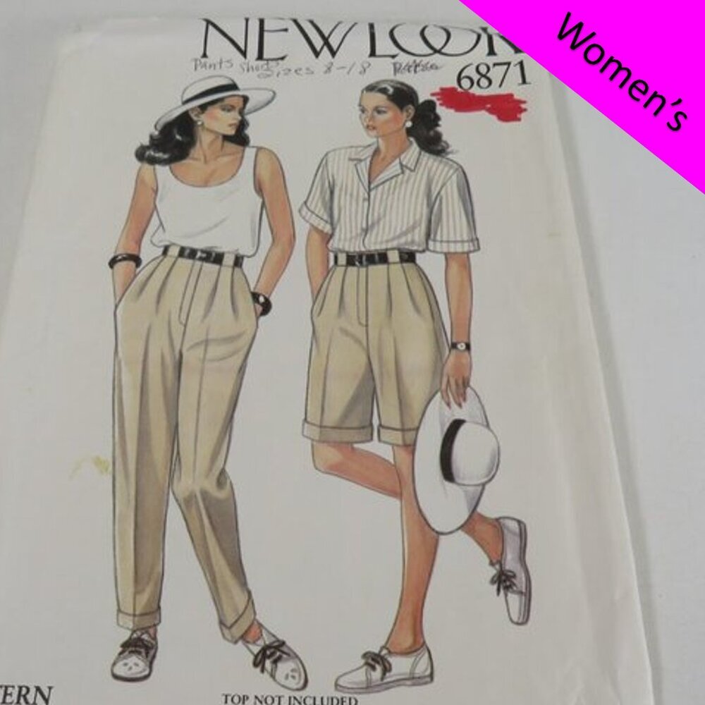 New Look 6871 sewing pattern Pants, Shorts size 8-10 (complete)